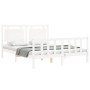 Double bed frame with white solid wood headboard by vidaXL, Beds and slatted bases - Ref: Foro24-3192172, Price: 167,20 €, Di...