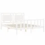 Double bed frame with white solid wood headboard by vidaXL, Beds and slatted bases - Ref: Foro24-3192172, Price: 164,98 €, Di...