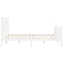 Double bed frame with white solid wood headboard by vidaXL, Beds and slatted bases - Ref: Foro24-3192172, Price: 167,20 €, Di...