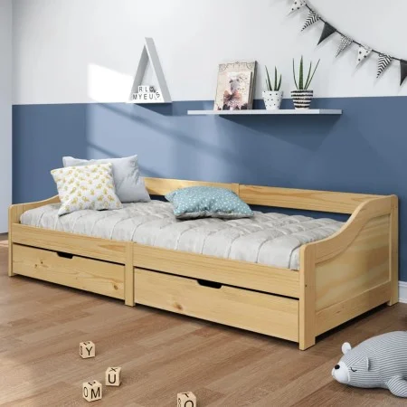 IRUN sofa bed with 2 solid pine wood drawers 90x200cm by vidaXL, Beds and slatted bases - Ref: Foro24-3185209, Price: 225,27 ...
