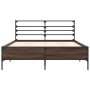 Estructura cama madera ingeniería metal marrón roble 140x200 cm