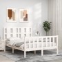 Weißer Massivholzbettrahmen mit Kopfteil 120x200 cm von vidaXL, Betten und Lattenroste - Ref: Foro24-3192227, Preis: 134,29 €...