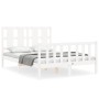 Weißer Massivholzbettrahmen mit Kopfteil 120x200 cm von vidaXL, Betten und Lattenroste - Ref: Foro24-3192227, Preis: 134,29 €...