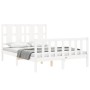 Weißer Massivholzbettrahmen mit Kopfteil 120x200 cm von vidaXL, Betten und Lattenroste - Ref: Foro24-3192227, Preis: 134,29 €...