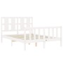 Weißer Massivholzbettrahmen mit Kopfteil 120x200 cm von vidaXL, Betten und Lattenroste - Ref: Foro24-3192227, Preis: 134,29 €...
