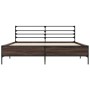 Estructura cama madera ingeniería metal roble ahumado 150x200cm