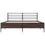 Estructura cama madera ingeniería metal marrón roble 150x200 cm
