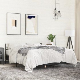 Estructura de cama madera de ingeniería y metal negro 160x200cm Estructura de cama madera de ingeniería y metal negro 160x200cm