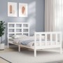 Weißer Massivholzbettrahmen mit Kopfteil 90x200 cm von vidaXL, Betten und Lattenroste - Ref: Foro24-3192087, Preis: 95,15 €, ...