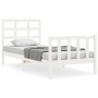 White solid wood bed frame with headboard 90x200 cm by vidaXL, Beds and slatted bases - Ref: Foro24-3192087, Price: 95,15 €, ...