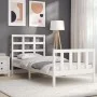 Estructura de cama con cabecero madera maciza blanco 90x200 cm de vidaXL, Camas y somieres - Ref: Foro24-3192087, Precio: 93,...