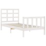 Weißer Massivholzbettrahmen mit Kopfteil 90x200 cm von vidaXL, Betten und Lattenroste - Ref: Foro24-3192087, Preis: 95,15 €, ...