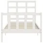 Estructura de cama con cabecero madera maciza blanco 90x200 cm de vidaXL, Camas y somieres - Ref: Foro24-3192087, Precio: 93,...
