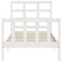 White solid wood bed frame with headboard 90x200 cm by vidaXL, Beds and slatted bases - Ref: Foro24-3192087, Price: 95,15 €, ...