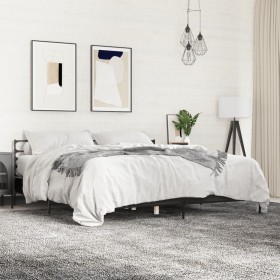 Estructura de cama madera de ingeniería y metal negro 180x200cm