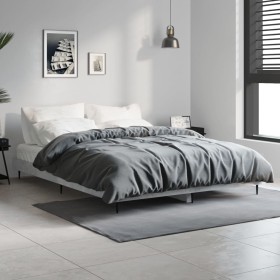 Betongrauer Bettrahmen aus Holzwerkstoff, 140 x 190 cm von vidaXL, Betten und Lattenroste - Ref: Foro24-832281, Preis: 116,22...