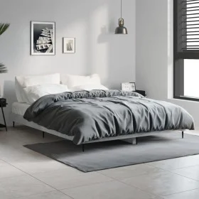 Concrete gray engineered wood bed frame 140x190cm by vidaXL, Beds and slatted bases - Ref: Foro24-832281, Price: 114,48 €, Di...