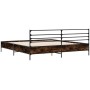 Estructura cama madera ingeniería metal roble ahumado 180x200cm