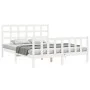 Double bed frame with white solid wood headboard by vidaXL, Beds and slatted bases - Ref: Foro24-3192107, Price: 144,43 €, Di...