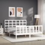Doppelbettgestell mit weißem Massivholz-Kopfteil von vidaXL, Betten und Lattenroste - Ref: Foro24-3192107, Preis: 146,43 €, R...