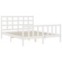 Double bed frame with white solid wood headboard by vidaXL, Beds and slatted bases - Ref: Foro24-3192107, Price: 146,43 €, Di...