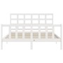 Double bed frame with white solid wood headboard by vidaXL, Beds and slatted bases - Ref: Foro24-3192107, Price: 146,43 €, Di...