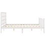 Double bed frame with white solid wood headboard by vidaXL, Beds and slatted bases - Ref: Foro24-3192107, Price: 146,43 €, Di...