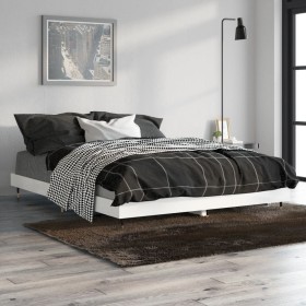 Estructura de cama madera de ingeniería blanco brillo 140x190cm