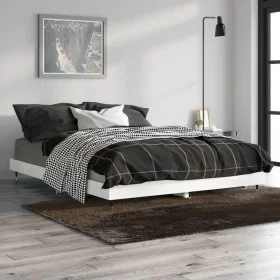 Glossy white engineered wood bed frame 140x190cm by vidaXL, Beds and slatted bases - Ref: Foro24-832175, Price: 143,64 €, Dis...
