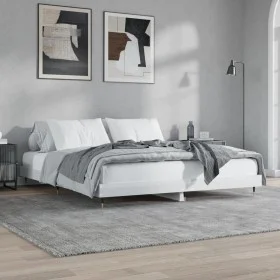 Glossy white engineered wood bed frame 120x200cm by vidaXL, Beds and slatted bases - Ref: Foro24-832151, Price: 133,62 €, Dis...