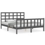 Estructura de cama matrimonio con cabecero madera maciza gris de vidaXL, Camas y somieres - Ref: Foro24-3192108, Precio: 149,...