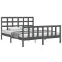 Double bed frame with gray solid wood headboard by vidaXL, Beds and slatted bases - Ref: Foro24-3192108, Price: 156,44 €, Dis...