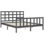 Double bed frame with gray solid wood headboard by vidaXL, Beds and slatted bases - Ref: Foro24-3192108, Price: 156,44 €, Dis...