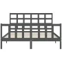 Double bed frame with gray solid wood headboard by vidaXL, Beds and slatted bases - Ref: Foro24-3192108, Price: 156,44 €, Dis...
