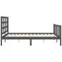 Double bed frame with gray solid wood headboard by vidaXL, Beds and slatted bases - Ref: Foro24-3192108, Price: 156,44 €, Dis...