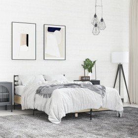 Estructura cama madera ingeniería metal roble Sonoma 120x190 cm Estructura cama madera ingeniería metal roble Sonoma 120x190 cm