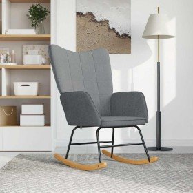 Silla mecedora de tela gris claro