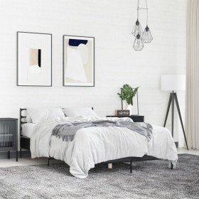 Estructura de cama madera de ingeniería y metal negro 135x190cm