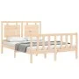 Estructura de cama con cabecero madera maciza 140x190 cm de vidaXL, Camas y somieres - Ref: Foro24-3192146, Precio: 139,21 €,...