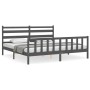 Gray solid wood bed frame with headboard 200x200 cm by vidaXL, Beds and slatted bases - Ref: Foro24-3192058, Price: 167,88 €,...