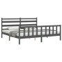 Gray solid wood bed frame with headboard 200x200 cm by vidaXL, Beds and slatted bases - Ref: Foro24-3192058, Price: 167,88 €,...