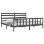 Gray solid wood bed frame with headboard 200x200 cm by vidaXL, Beds and slatted bases - Ref: Foro24-3192058, Price: 165,78 €,...