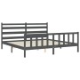 Gray solid wood bed frame with headboard 200x200 cm by vidaXL, Beds and slatted bases - Ref: Foro24-3192058, Price: 167,88 €,...