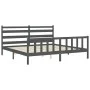 Gray solid wood bed frame with headboard 200x200 cm by vidaXL, Beds and slatted bases - Ref: Foro24-3192058, Price: 165,78 €,...