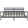 Gray solid wood bed frame with headboard 200x200 cm by vidaXL, Beds and slatted bases - Ref: Foro24-3192058, Price: 167,88 €,...