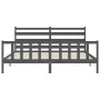 Gray solid wood bed frame with headboard 200x200 cm by vidaXL, Beds and slatted bases - Ref: Foro24-3192058, Price: 165,78 €,...