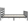 Gray solid wood bed frame with headboard 200x200 cm by vidaXL, Beds and slatted bases - Ref: Foro24-3192058, Price: 167,88 €,...