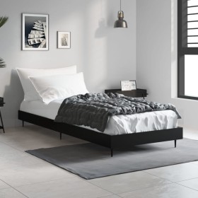 Black engineered wood bed frame 75x190 cm by vidaXL, Beds and slatted bases - Ref: Foro24-832310, Price: 73,50 €, Discount: %