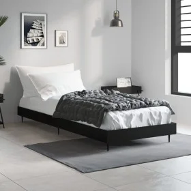 Black engineered wood bed frame 75x190 cm by vidaXL, Beds and slatted bases - Ref: Foro24-832310, Price: 72,49 €, Discount: %
