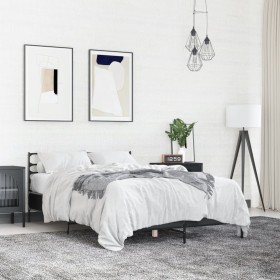 Estructura de cama madera de ingeniería y metal negro 140x190cm